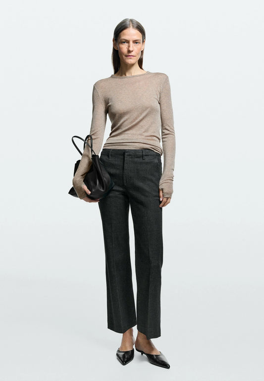 Massimo Dutti MID-WAIST CROPPED FLARE FIT JEANS